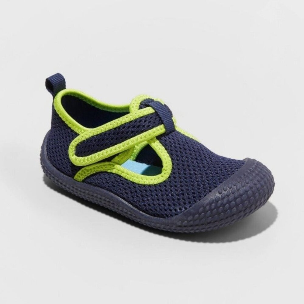 Cat & Jack Toddler Navy & Green Water Shoes Size 5 Mesh Breathable Lightweight F